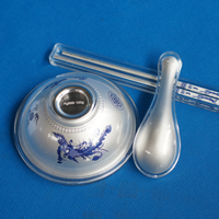 青花瓷银碗套装-银碗银筷银勺套装 168克