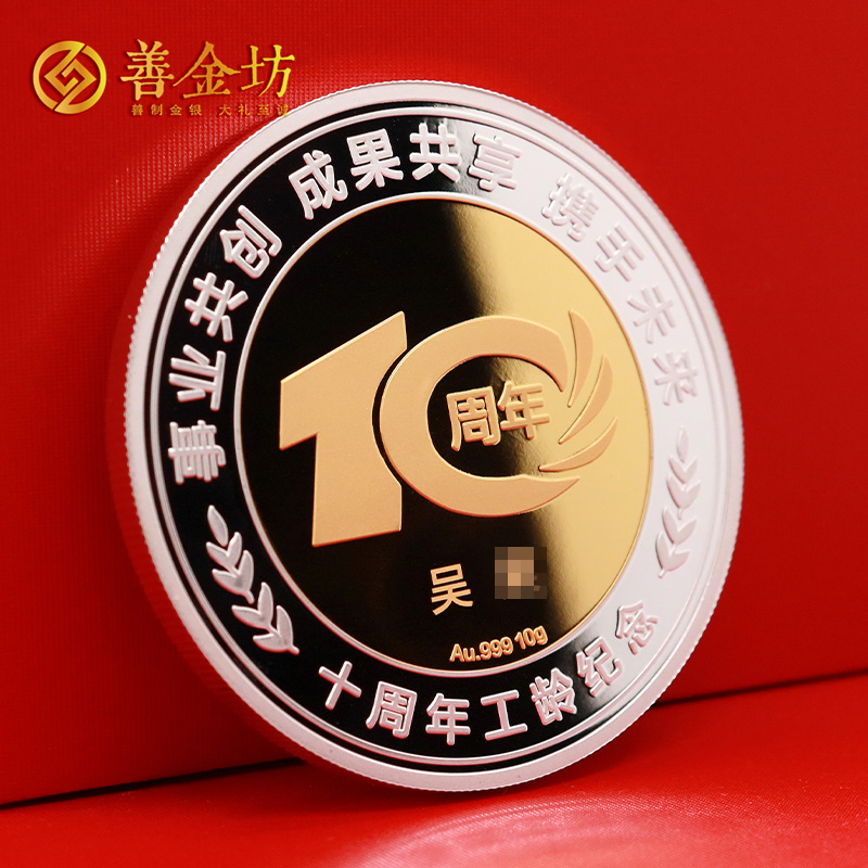 广东深圳振强生物十周年工龄纠纪念章_ 银币定制 定做纪念币 定做纪念章 定制金币