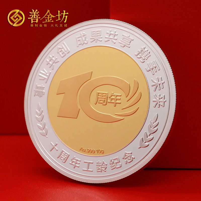 广东深圳振强生物十周年工龄纠纪念章_ 银币定制 定做纪念币 定做纪念章 定制金币